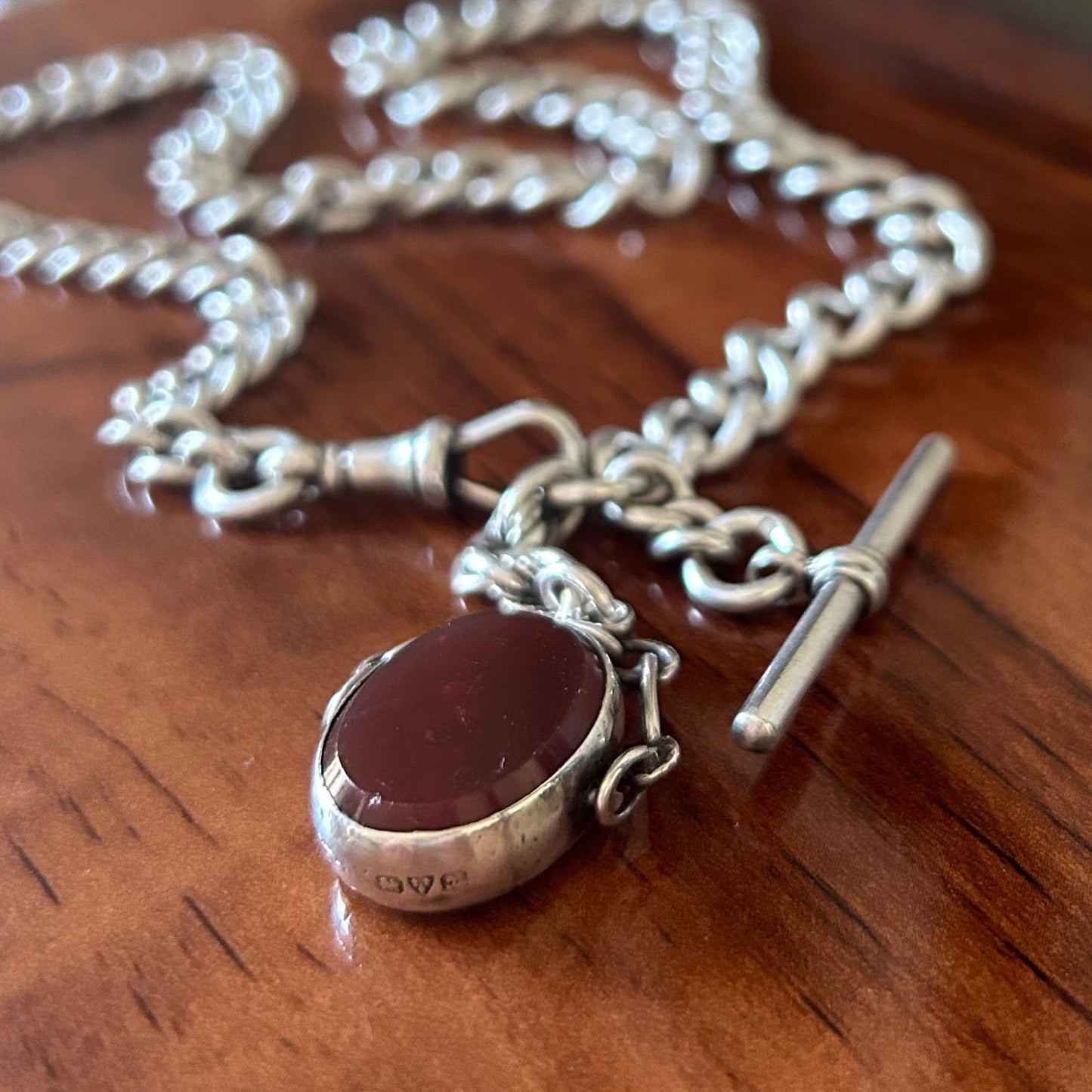 Antique unisex carnelian and bloodstone spinner Necklace