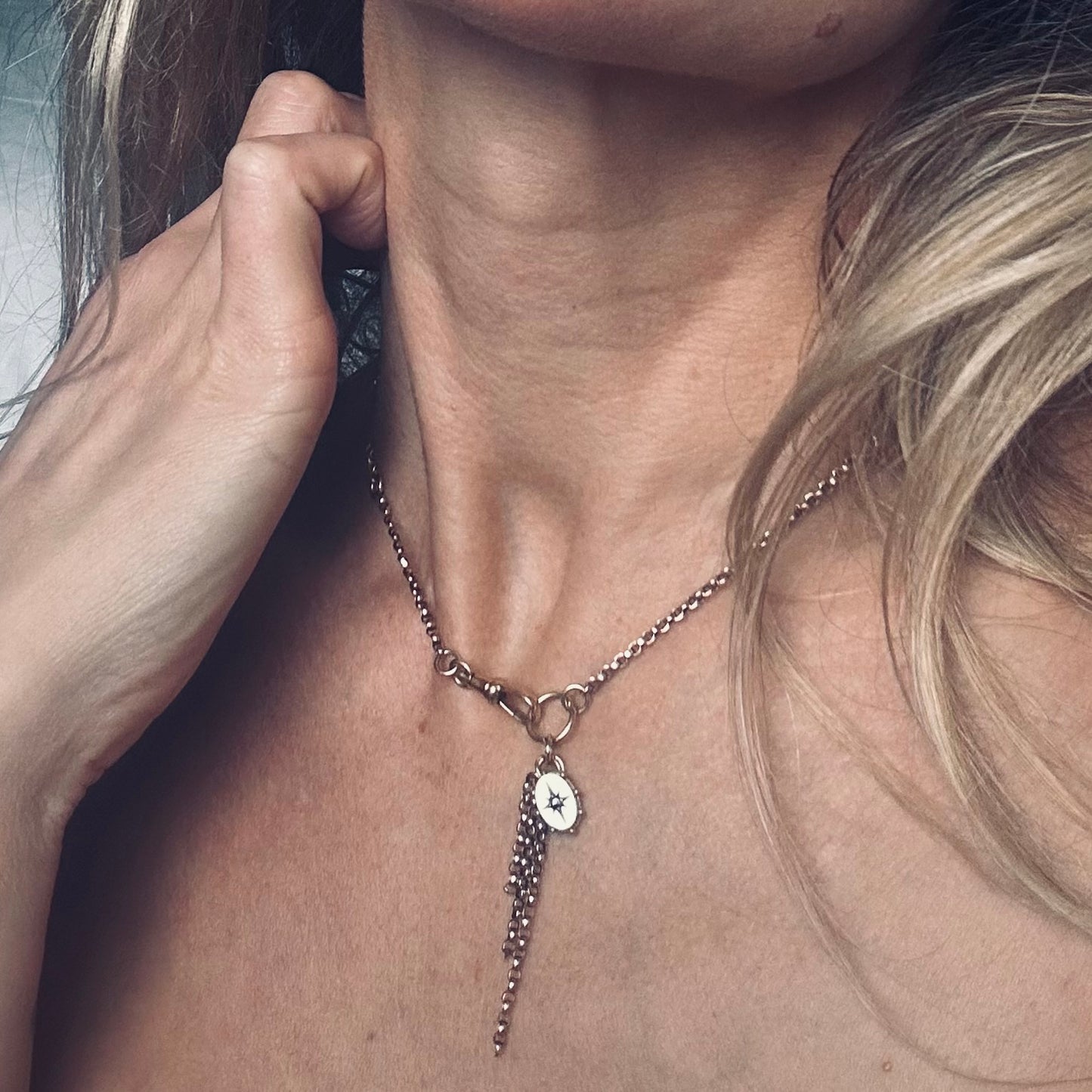 Antique mixed link Tassel Necklace