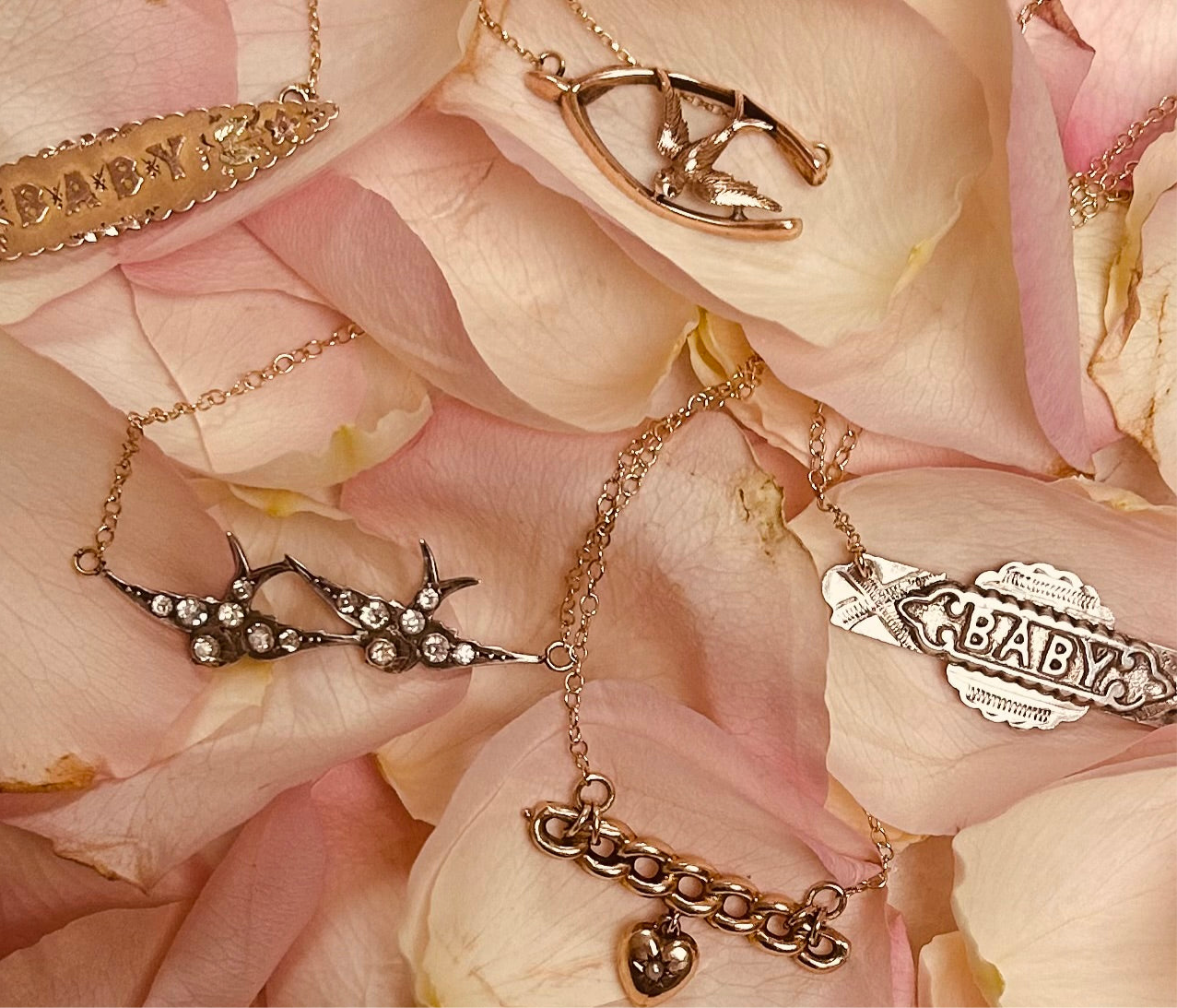 Lucky Swallow & Wishbone necklace
