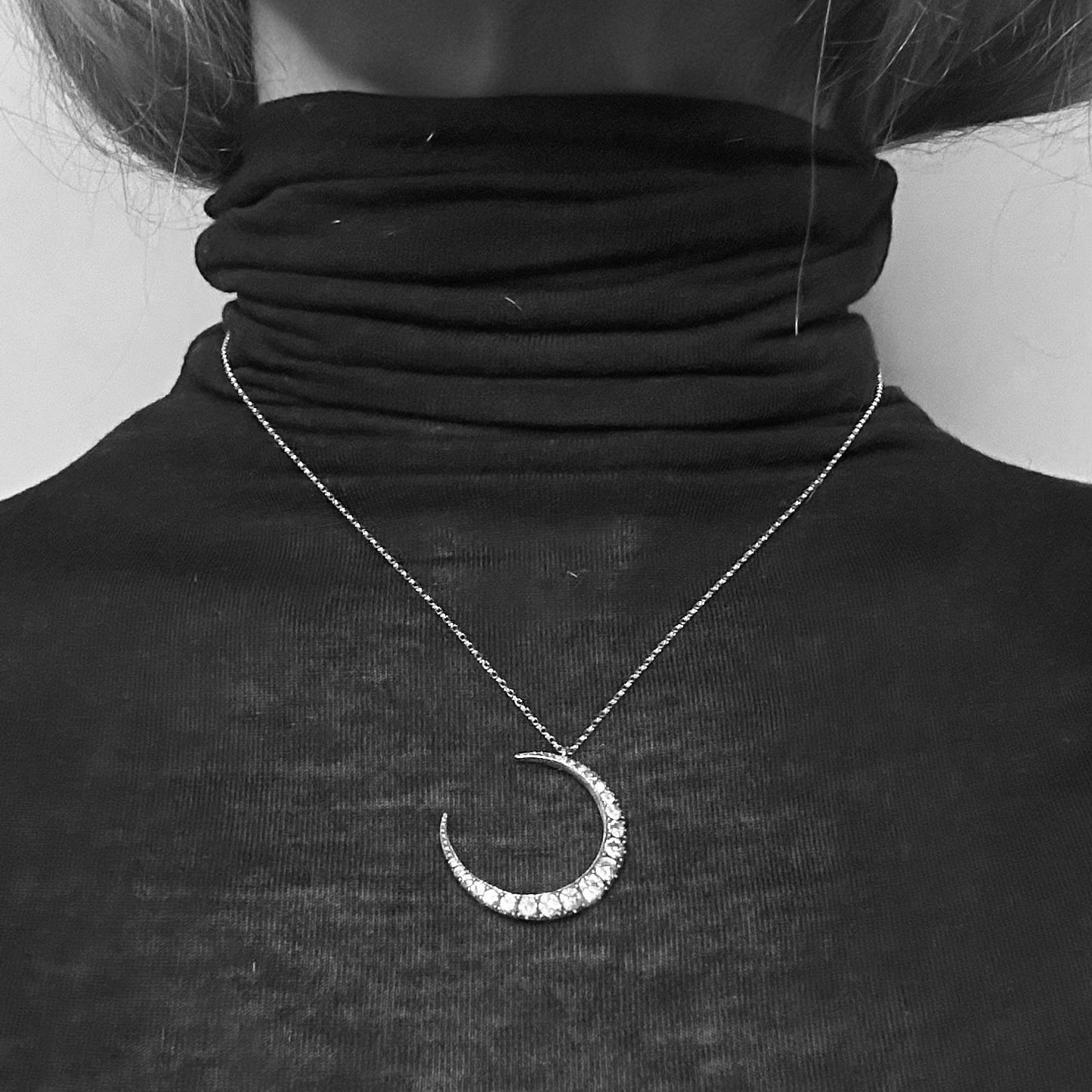 Antique Paste Crescent Moon Necklace