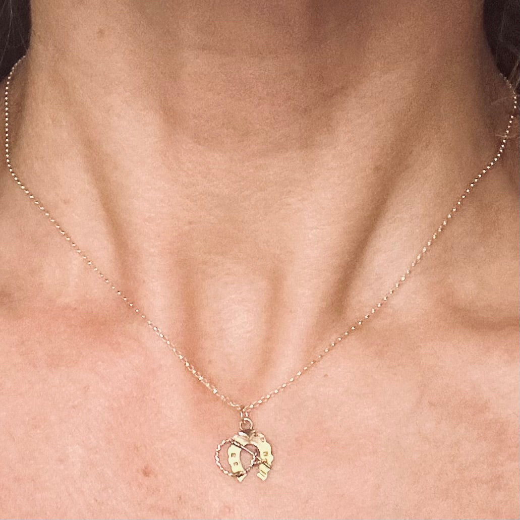 Antique Horseshoe & Crop Necklace