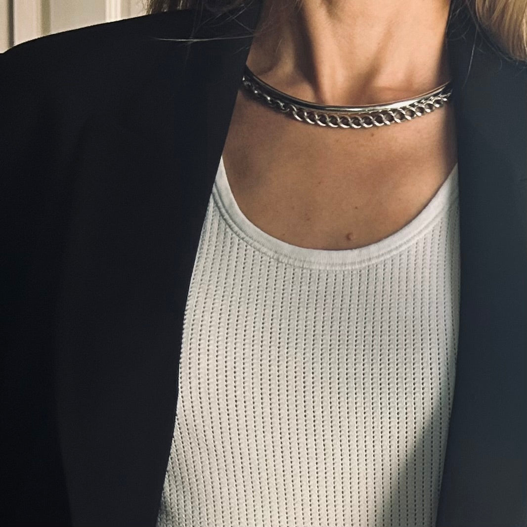 Antique Silver & Rose Gold T.bar  Necklace