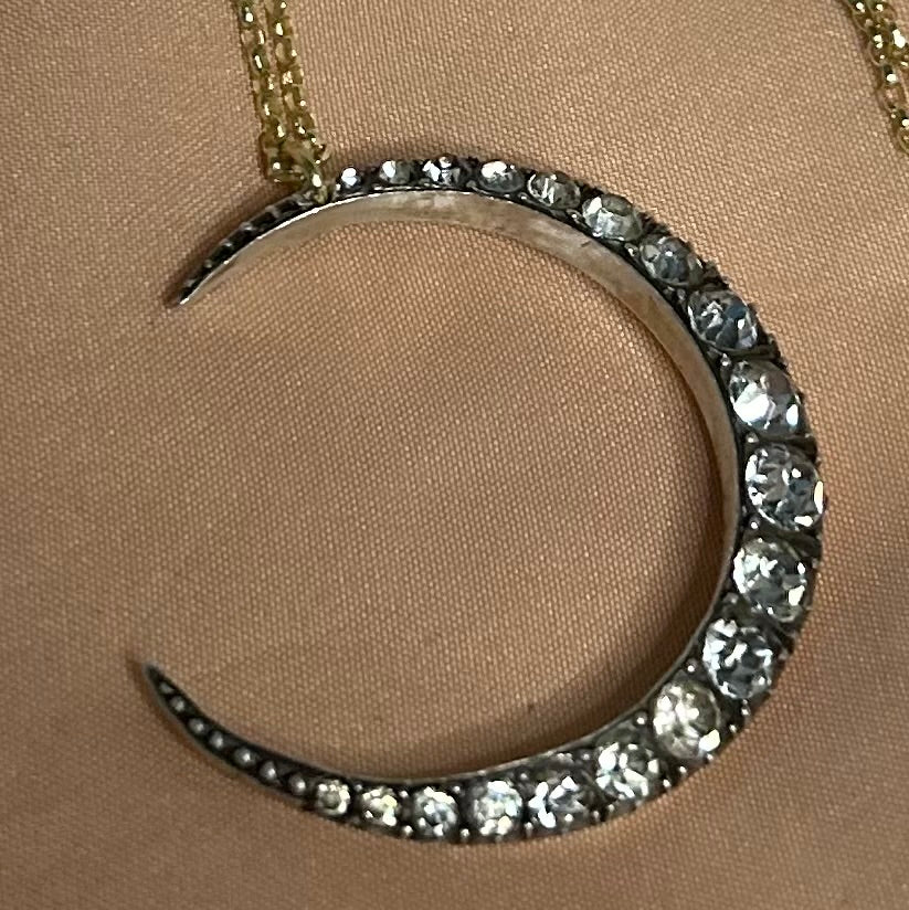 Antique Paste Crescent Moon Necklace