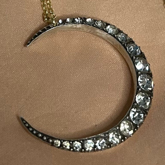 Antique Paste Crescent Moon Necklace