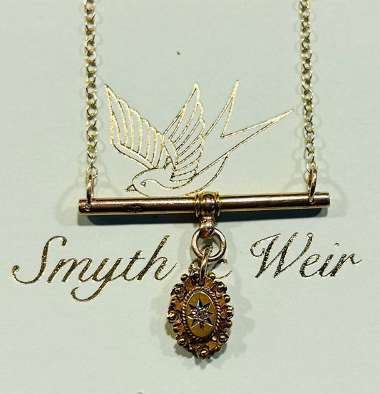 T bar & Victorian diamond pin necklace