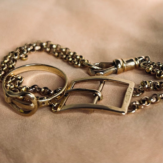 Antique  9ct Gold Buckle and  Belcher chain Bracelet