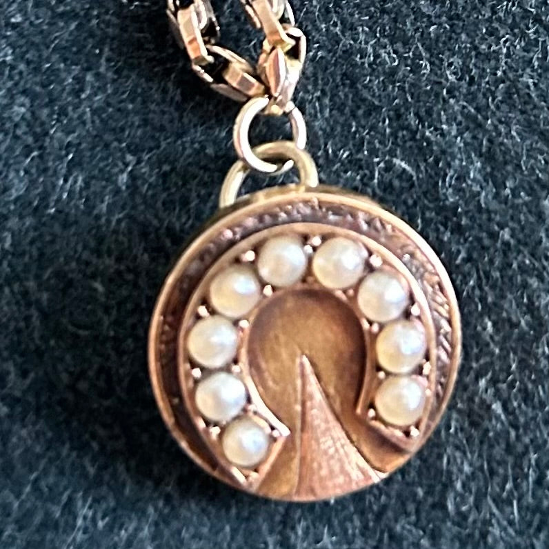 Victorian horseshoe Disk Necklace