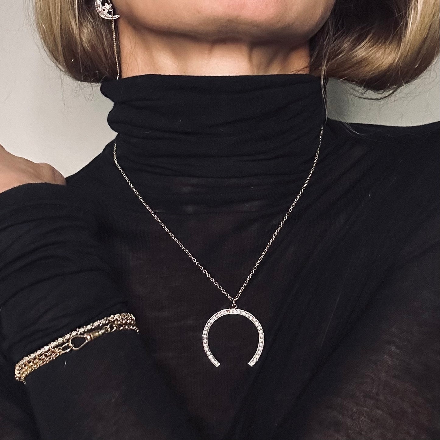 Art Deco Paste  Horseshoe Necklace