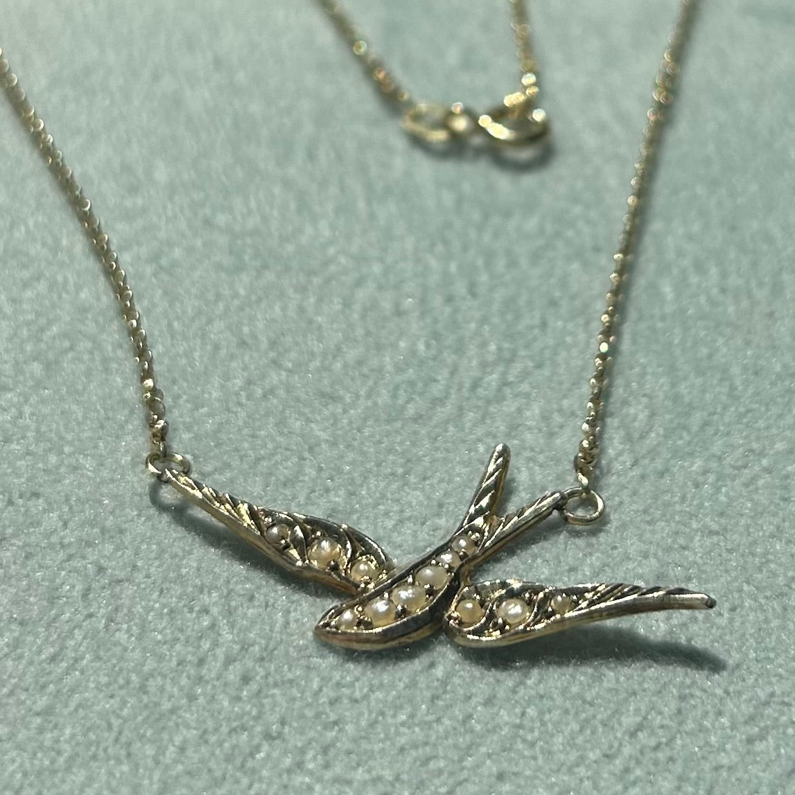Antique Seed Pearl Swallow Necklace