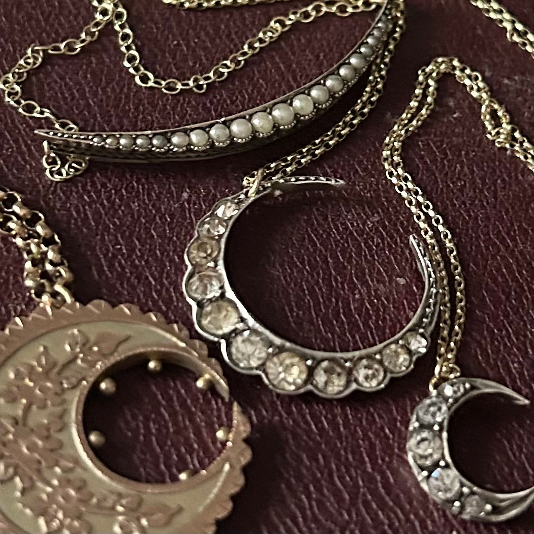 Antique Petite Crescent Moon Necklace