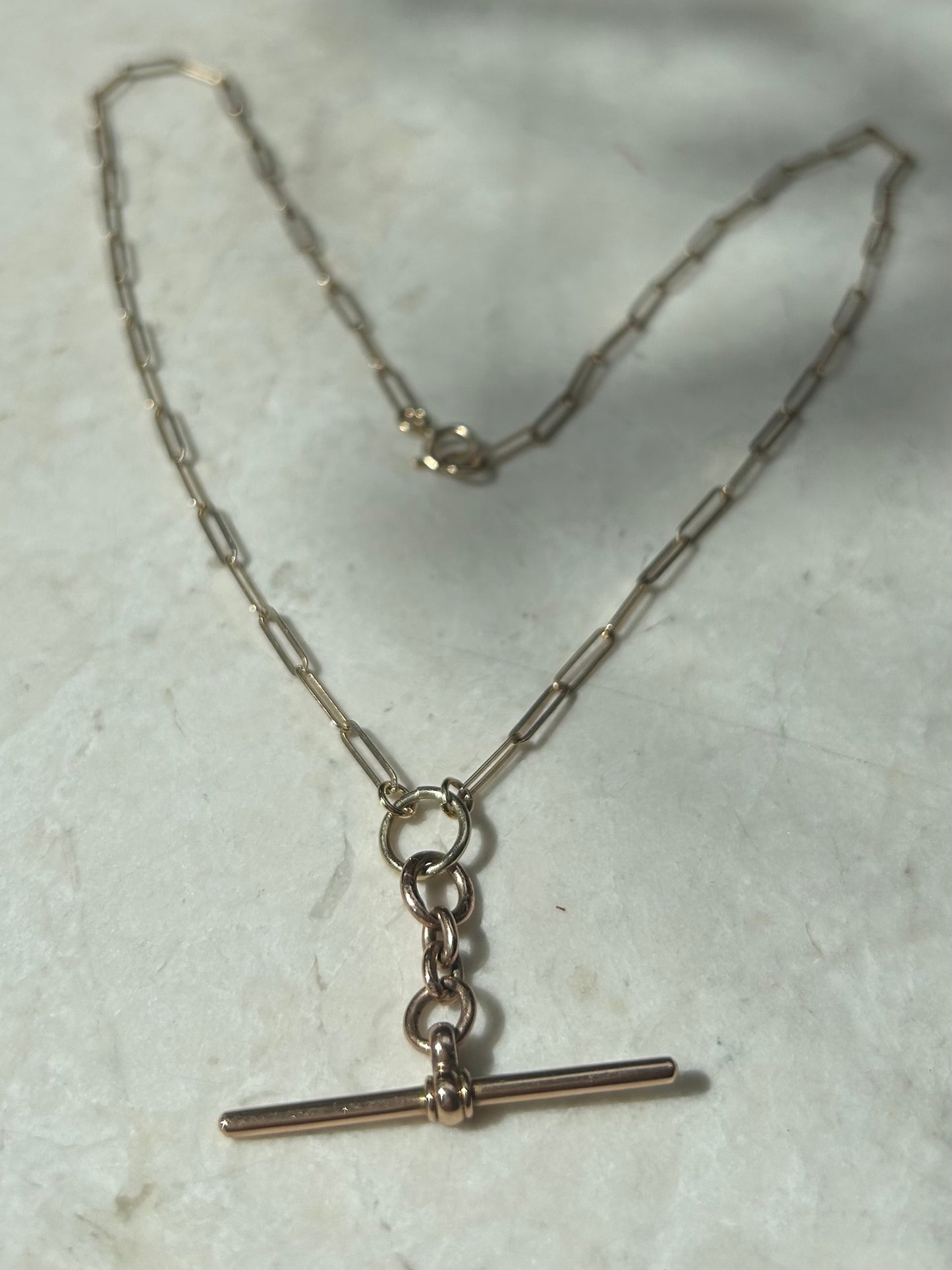 Antique Rose Gold T bar Pendant Necklace