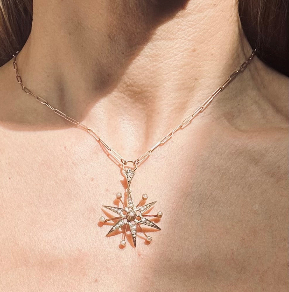 Victorian Starburst Seed Pearl Neclace