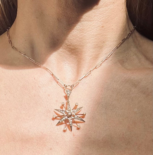 Victorian Starburst Seed Pearl Neclace