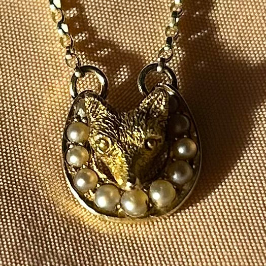 Antique Horseshoe & Fox Necklace