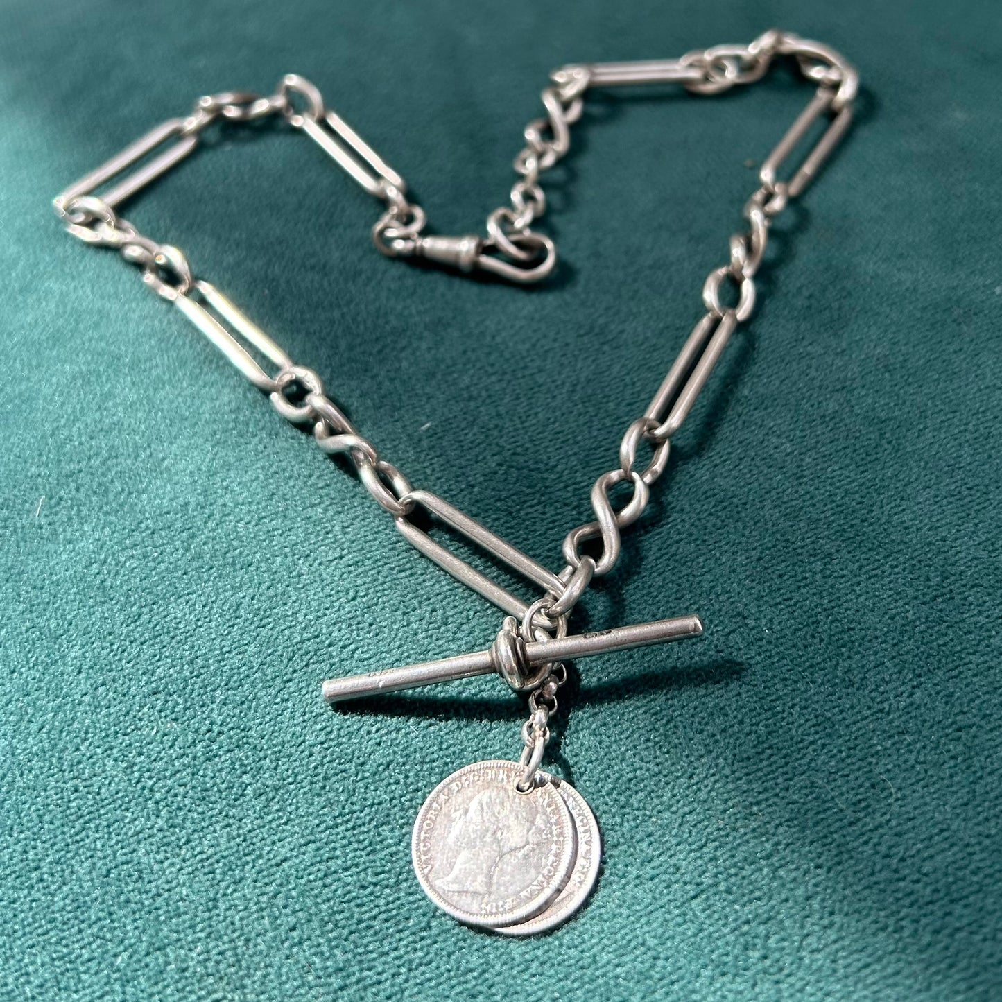 Silver Victorian Love Coin Necklace