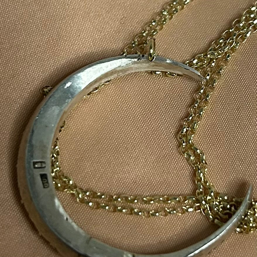Antique Paste Crescent Moon Necklace