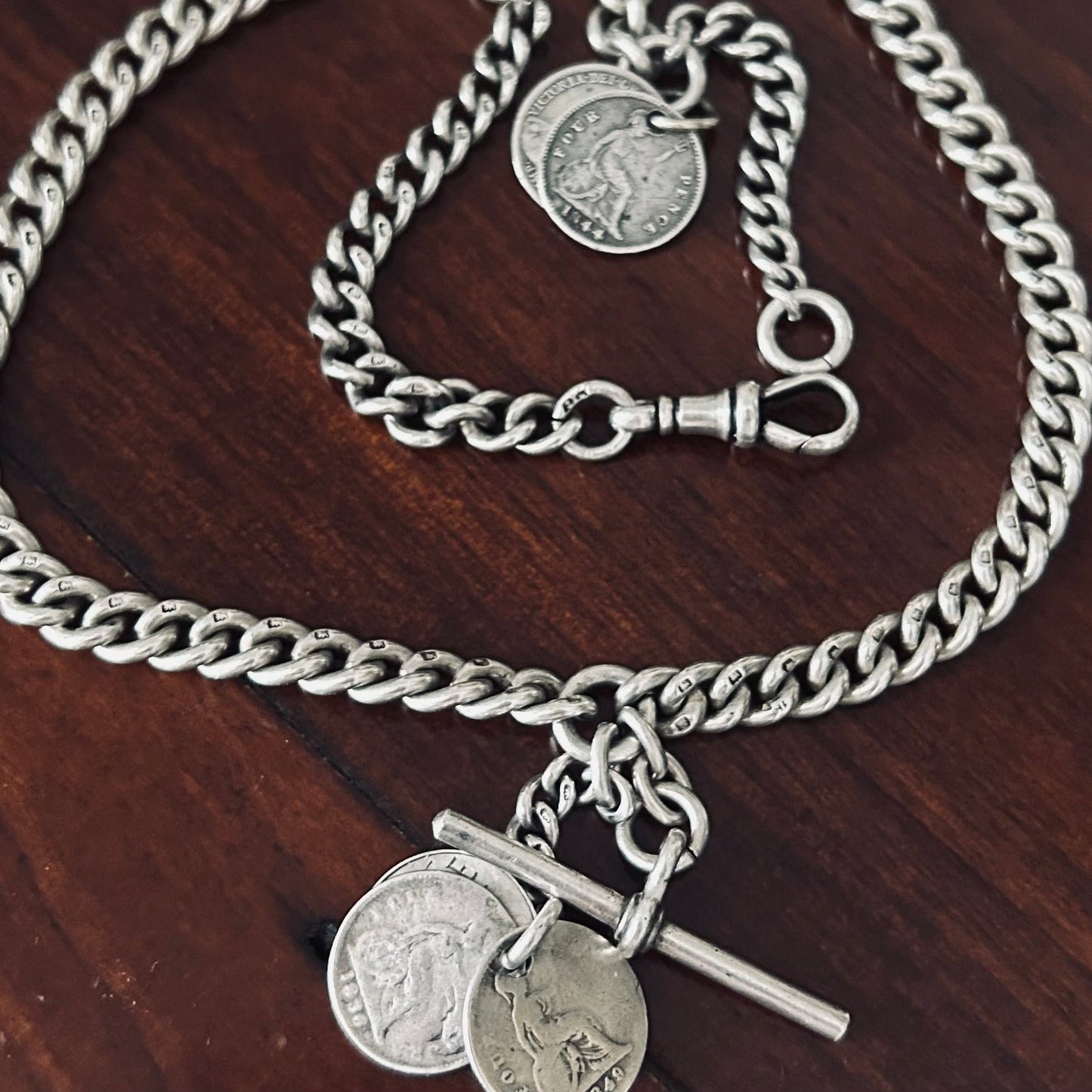 Unisex Antique Silver Coin Necklace