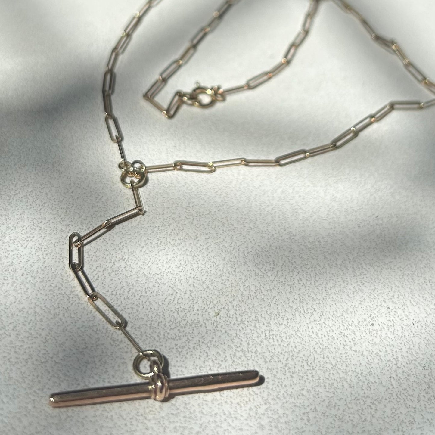 Antique Gold T bar Pendant Necklace