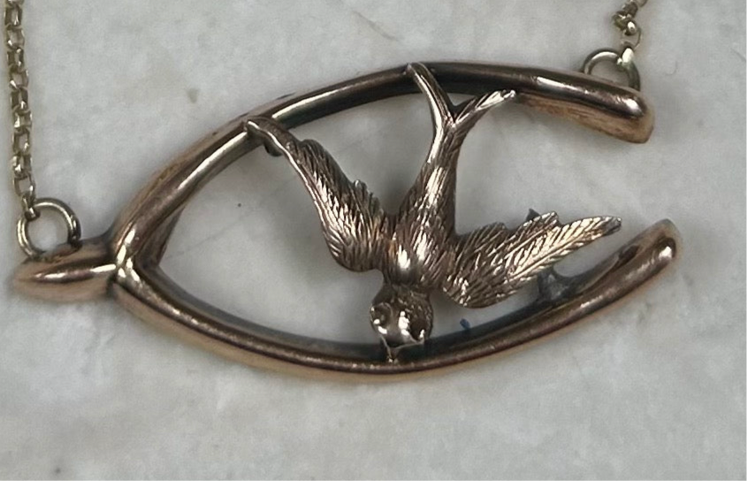 Lucky Swallow & Wishbone necklace