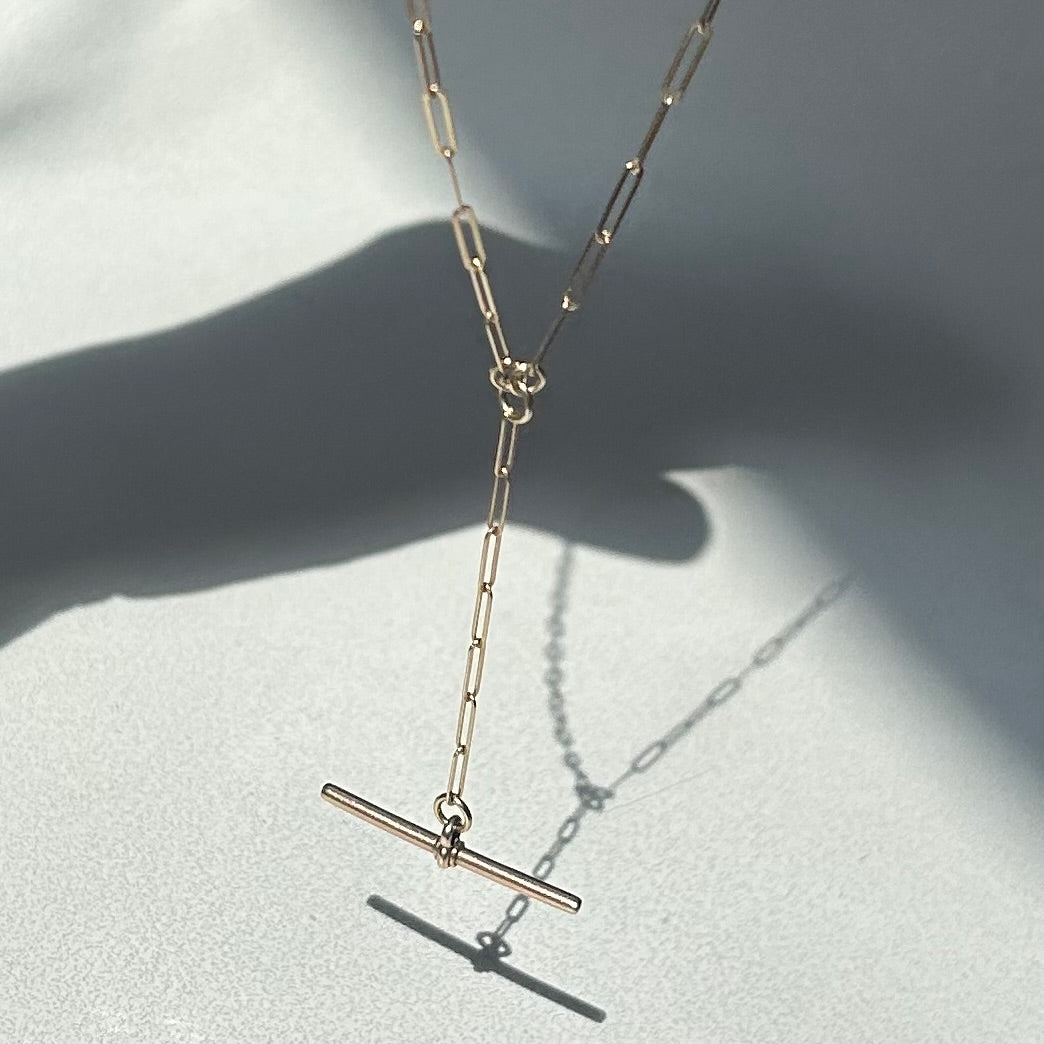 Antique Gold T bar Pendant Necklace