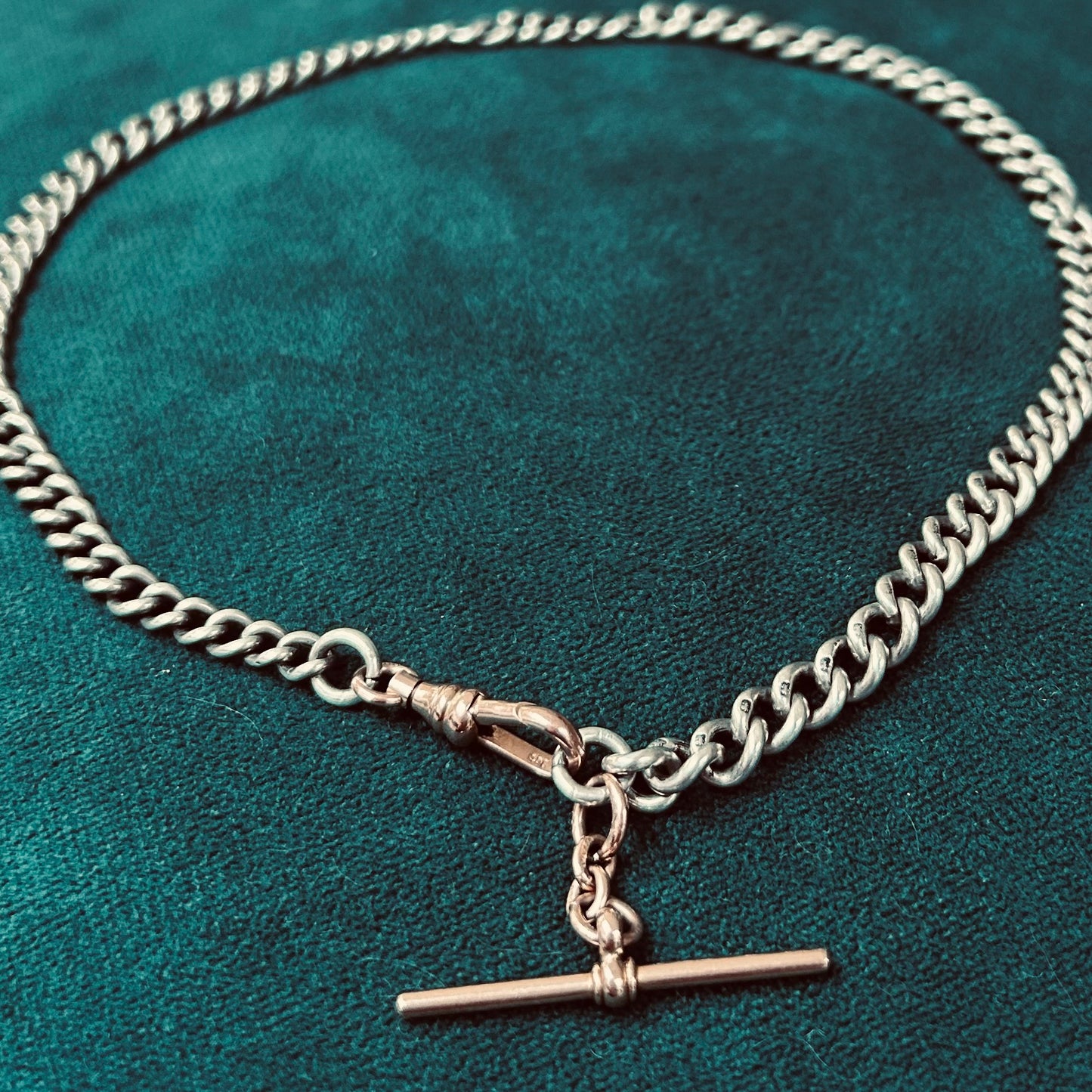 Antique Silver & Rose Gold T.bar  Necklace