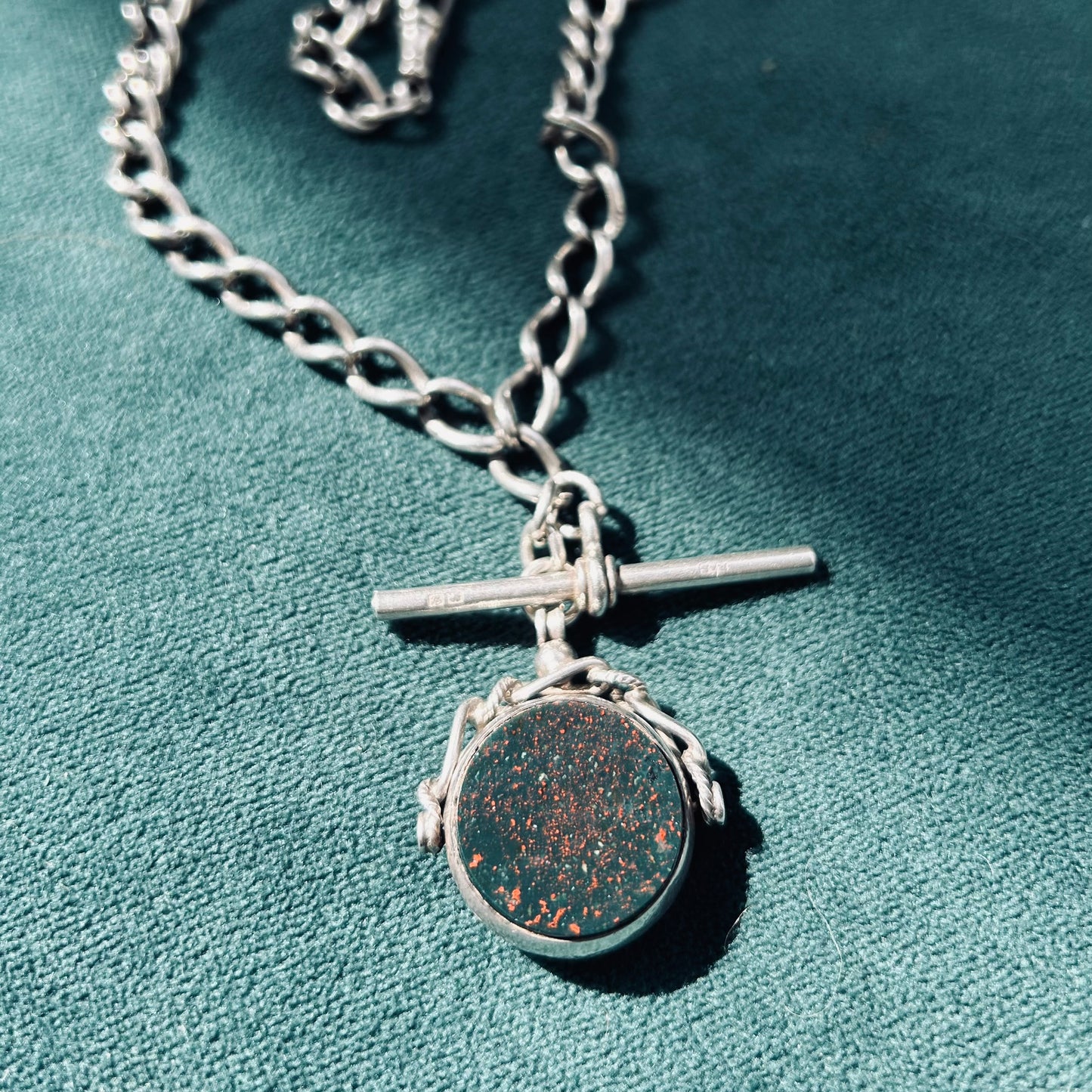 Antique Carnelian and Bloodstone Spinner Necklace