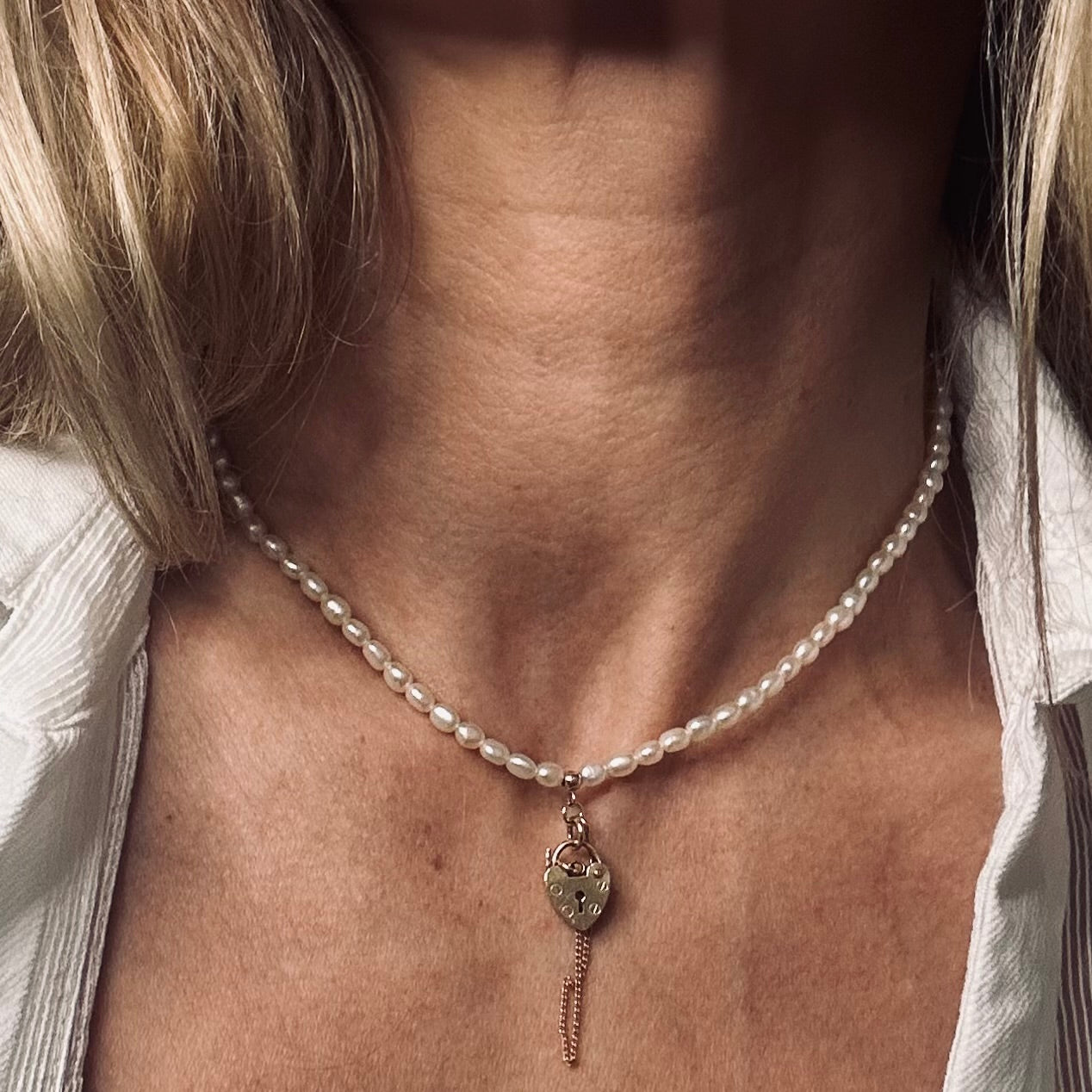 Vintage Pearl Locket Necklace