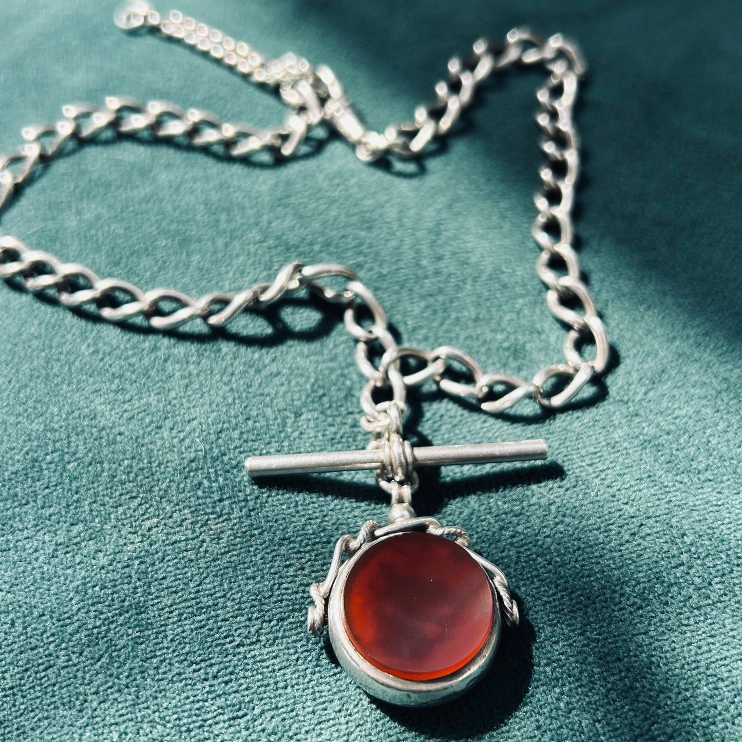 Antique Carnelian and Bloodstone Spinner Necklace