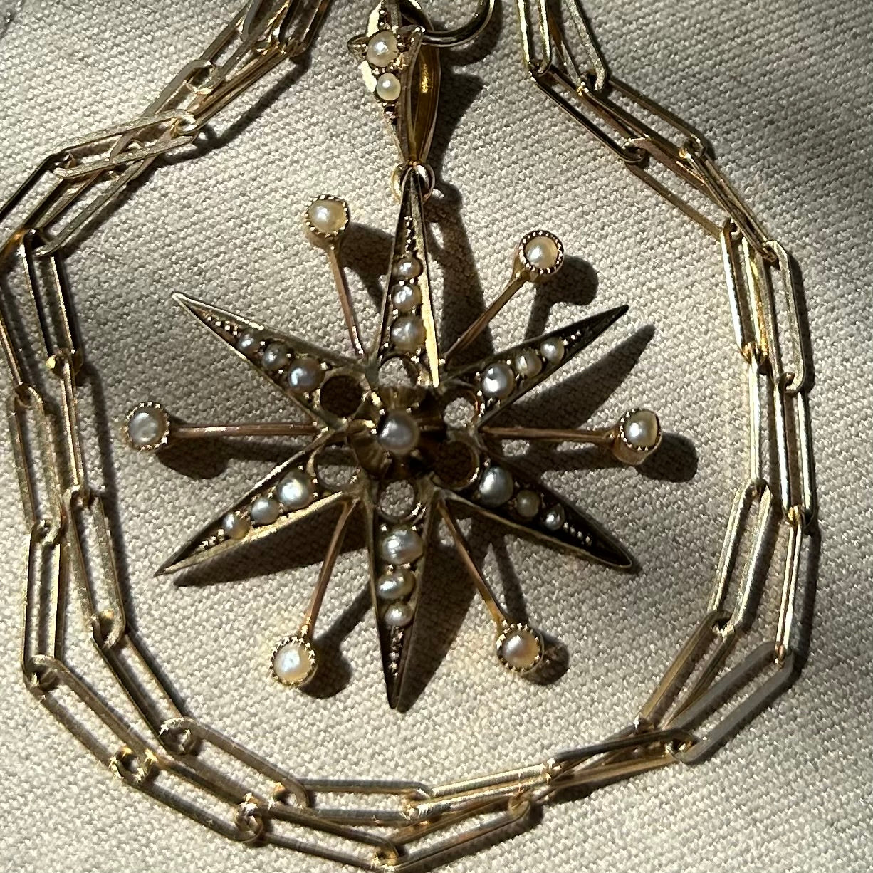 Victorian Starburst Seed Pearl Neclace