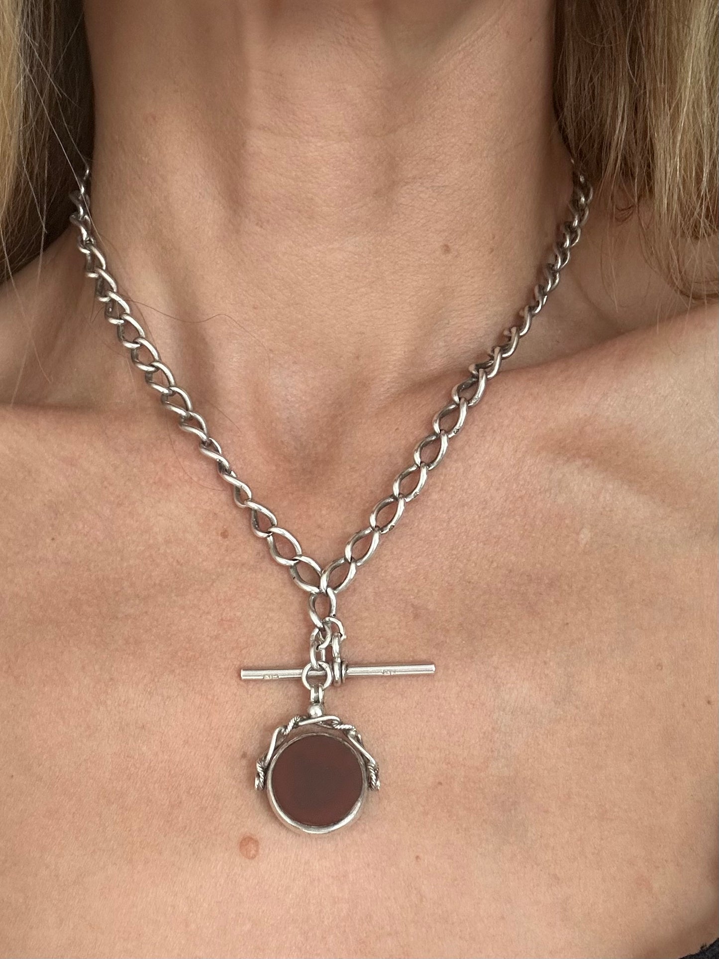 Antique Carnelian and Bloodstone Spinner Necklace