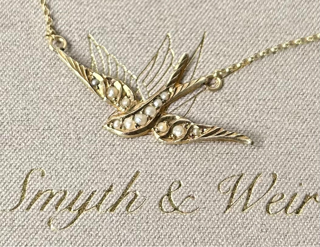 Antique Seed Pearl Swallow Necklace