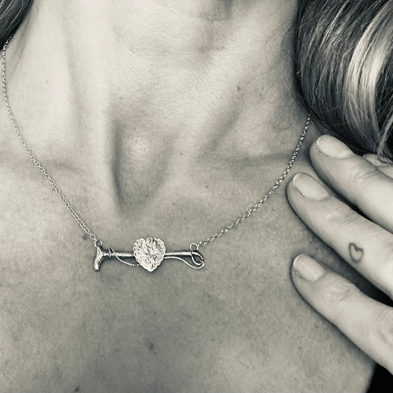 Victorian Gold Ridding crop & Heart Necklace