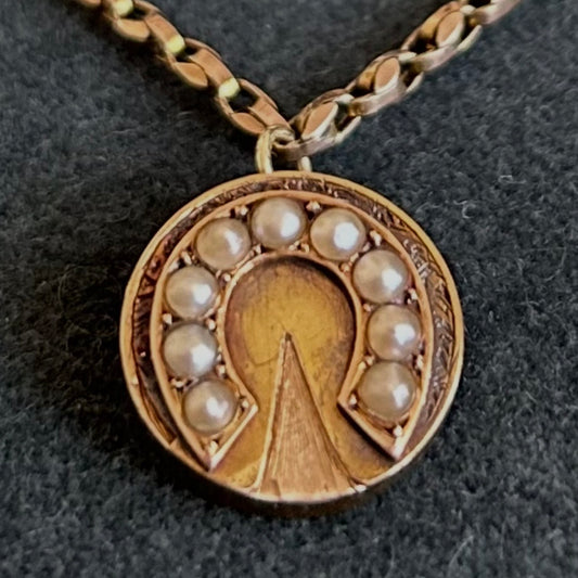 Victorian horseshoe Disk Necklace
