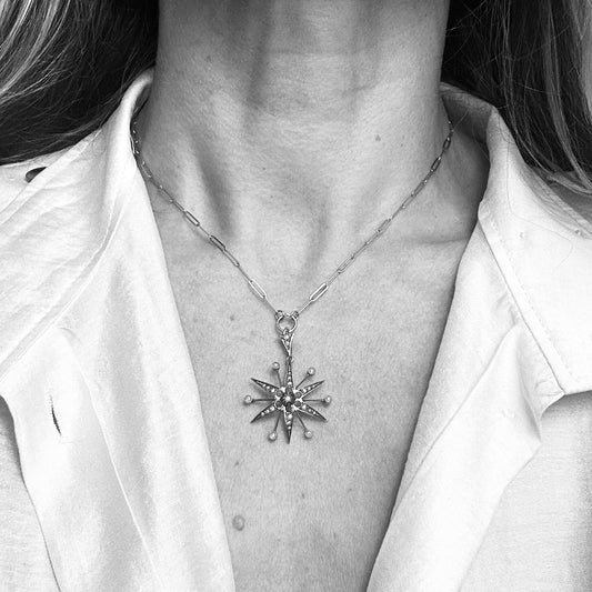 Victorian Starburst Seed Pearl Neclace