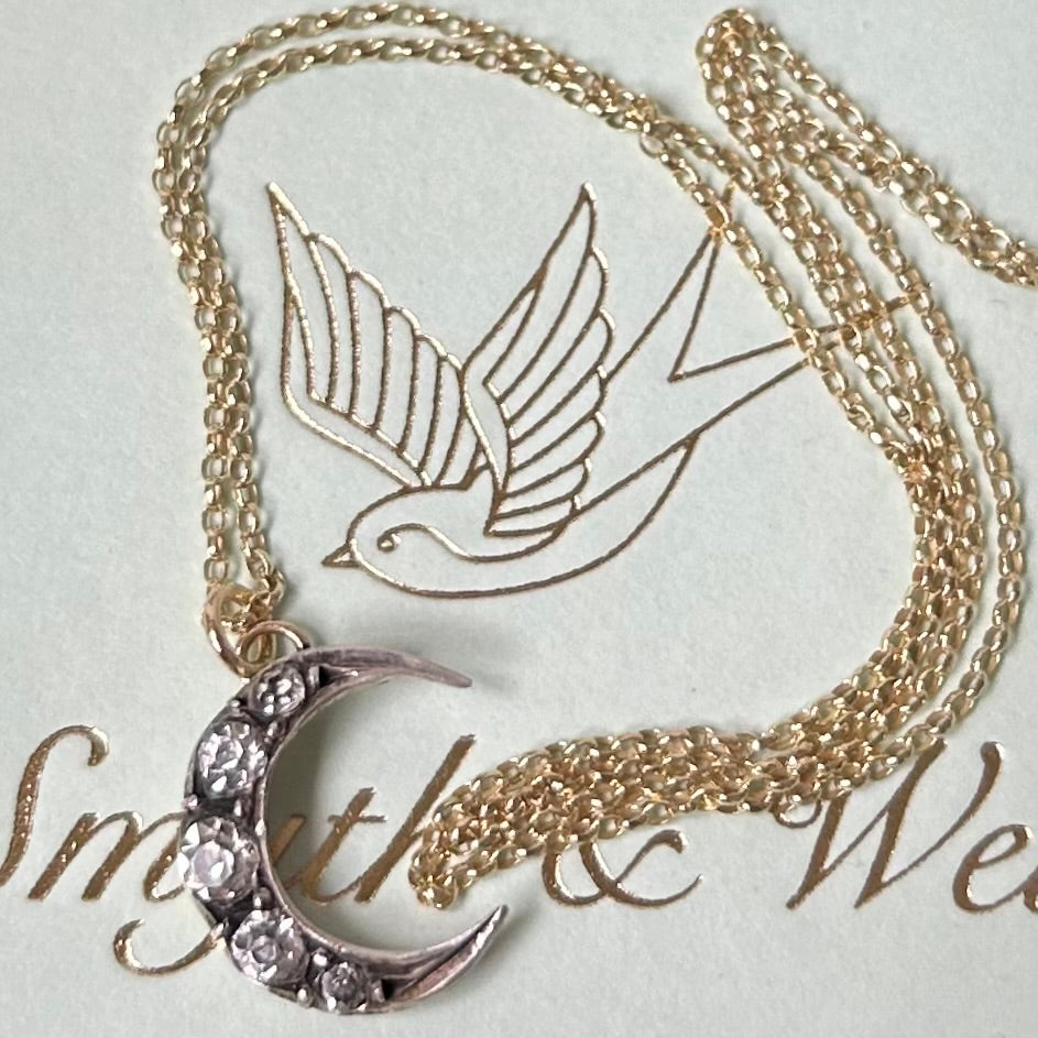 Antique Petite Crescent Moon Necklace