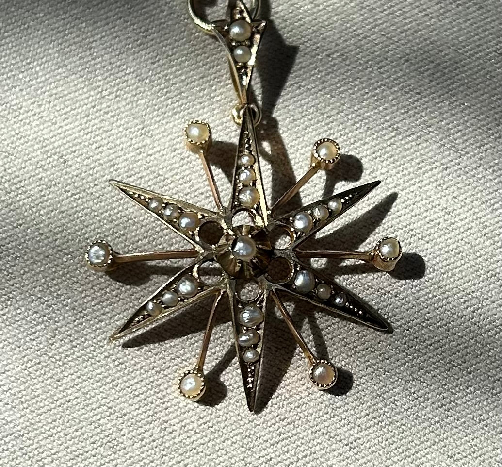 Victorian Starburst Seed Pearl Neclace