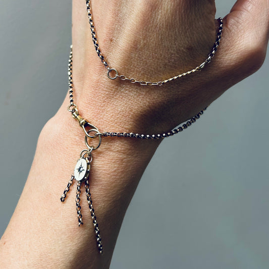 Antique mixed link Tassel Necklace