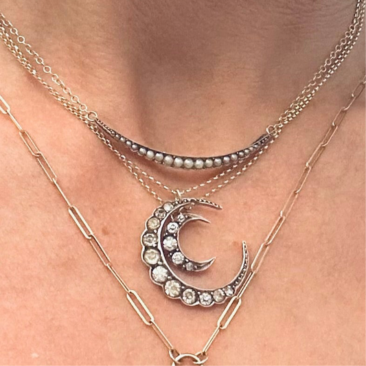 Antique Petite Crescent Moon Necklace