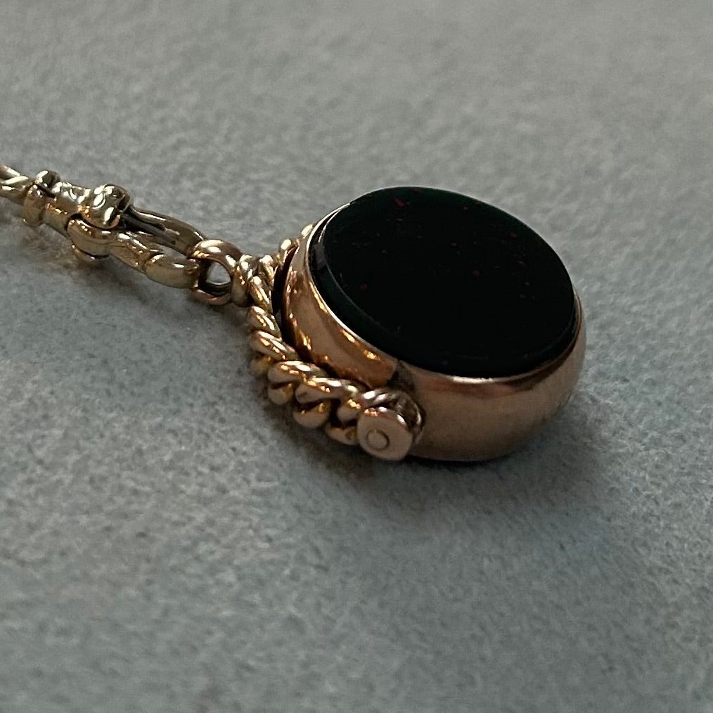 Victorian Bloodstone & Carnelian Spinning Fob  Necklace