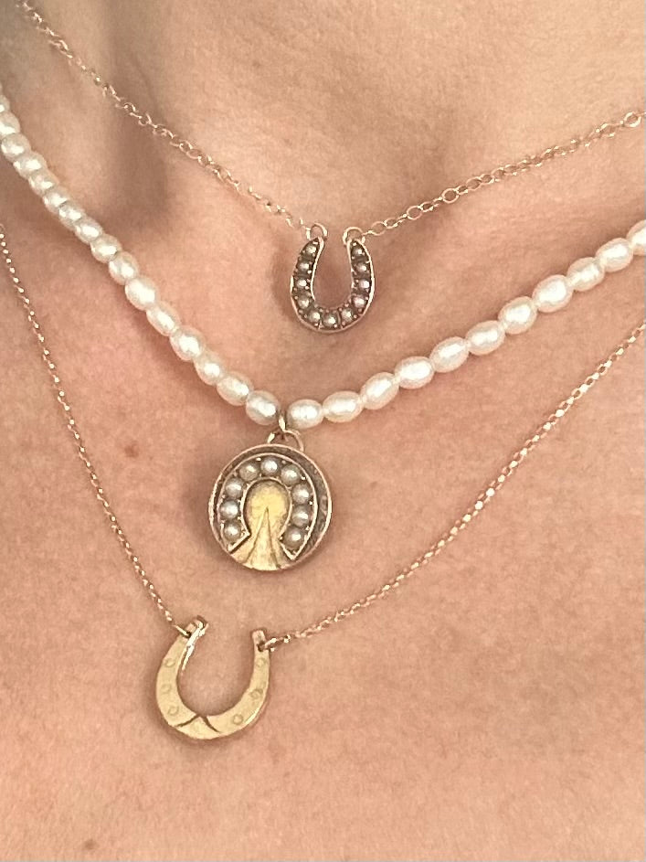 Antique Seed Pearl Horseshoe Necklace