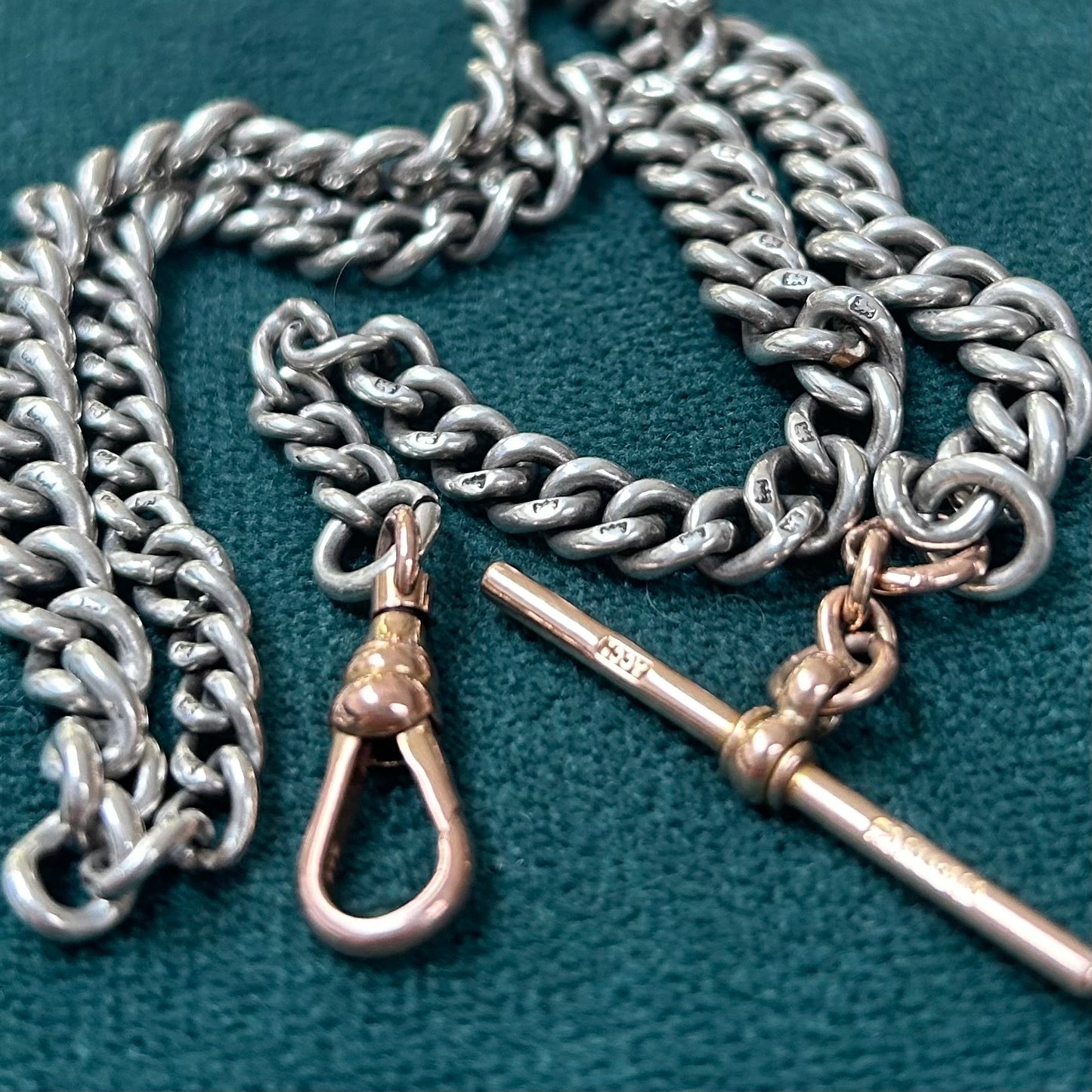 Antique Silver & Rose Gold T.bar  Necklace