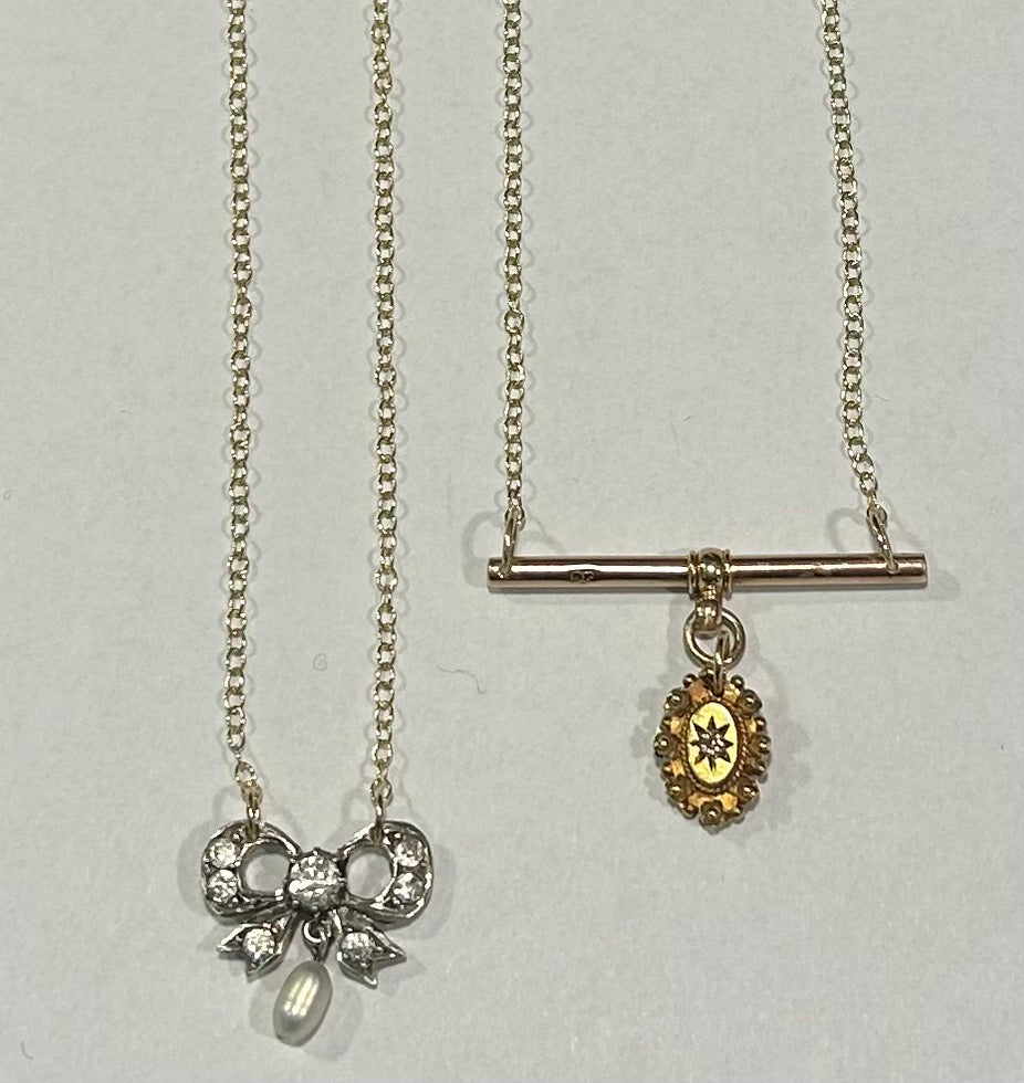 T bar & Victorian diamond pin necklace