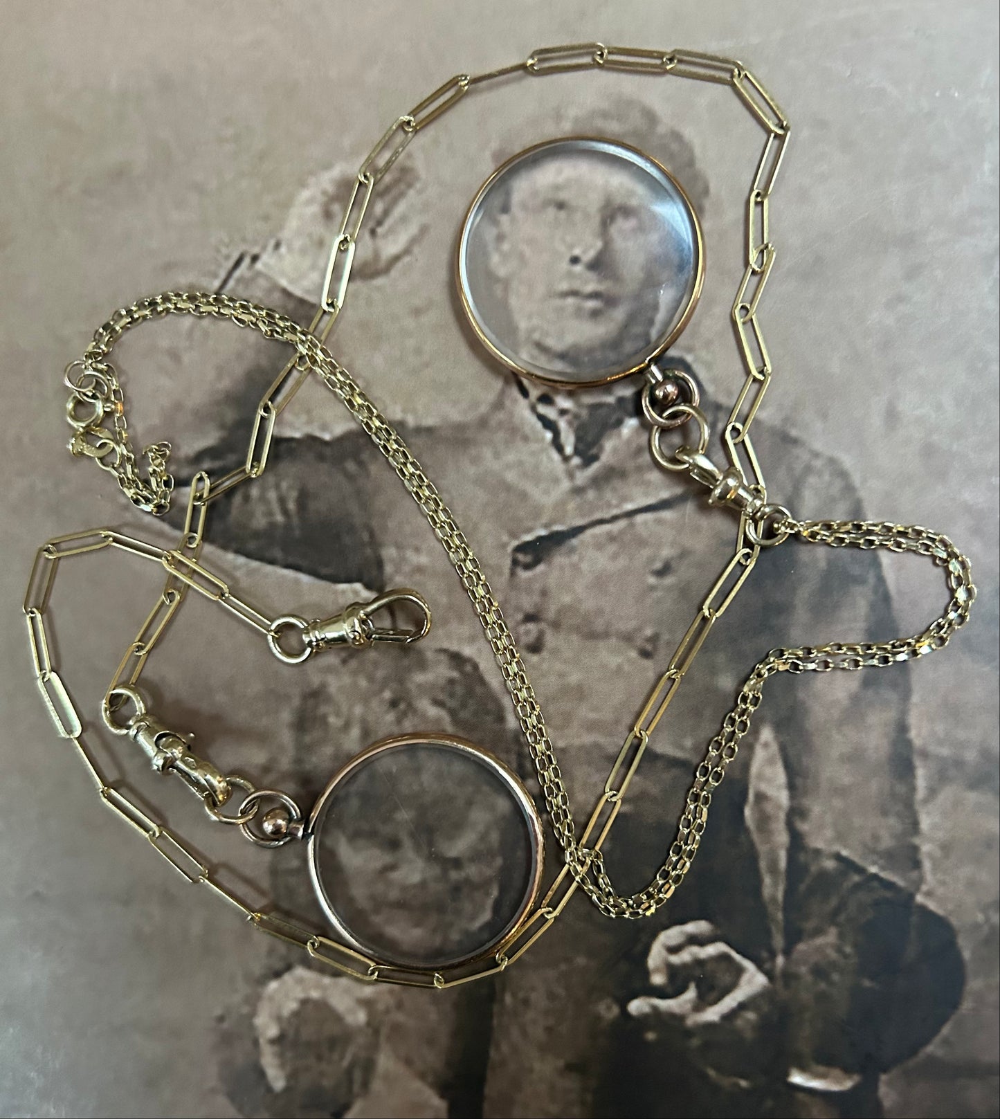 Paper clip chain with Edwardian photo locket