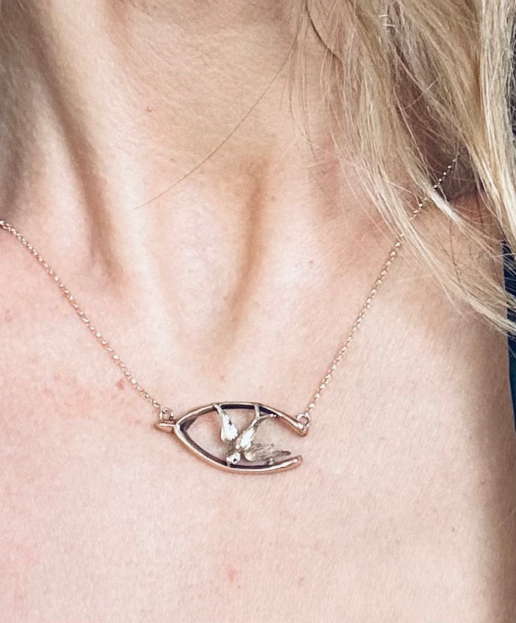 Lucky Swallow & Wishbone necklace