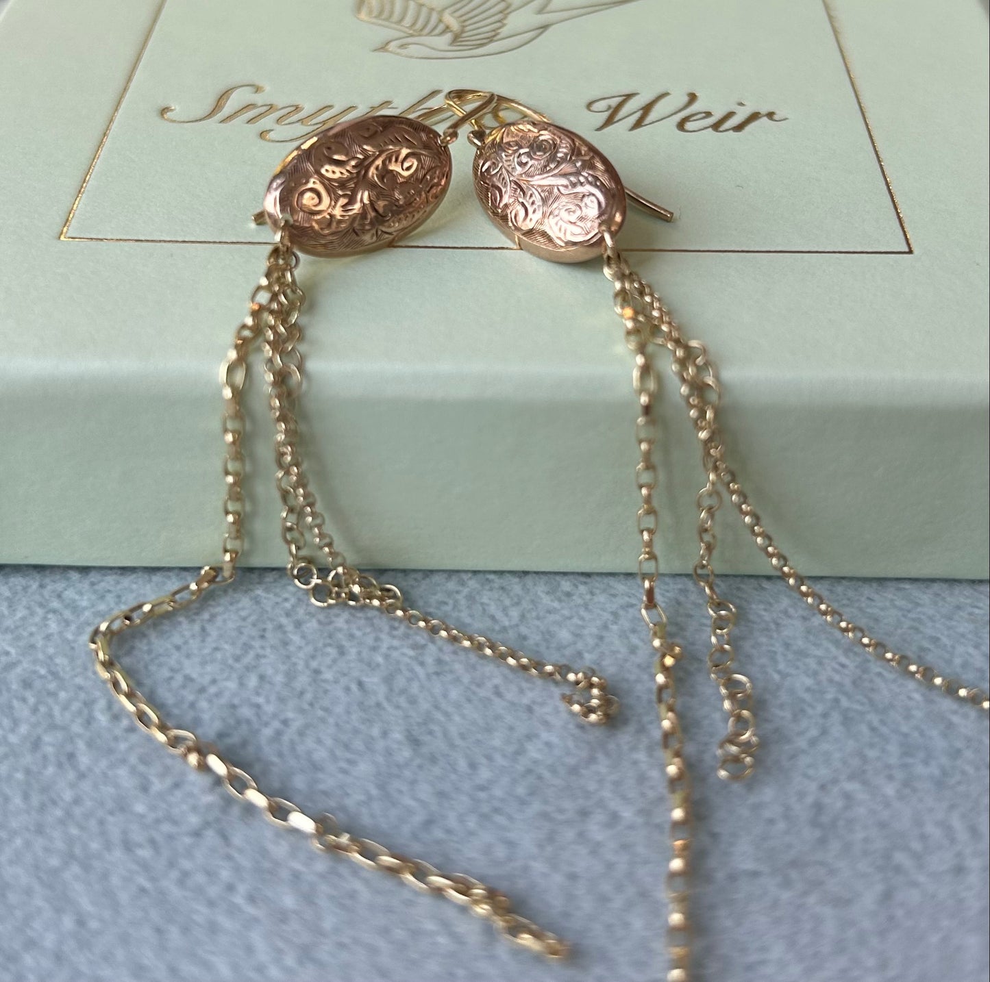 Antique 9ct Gold Disc & Chain Tassel Earrings