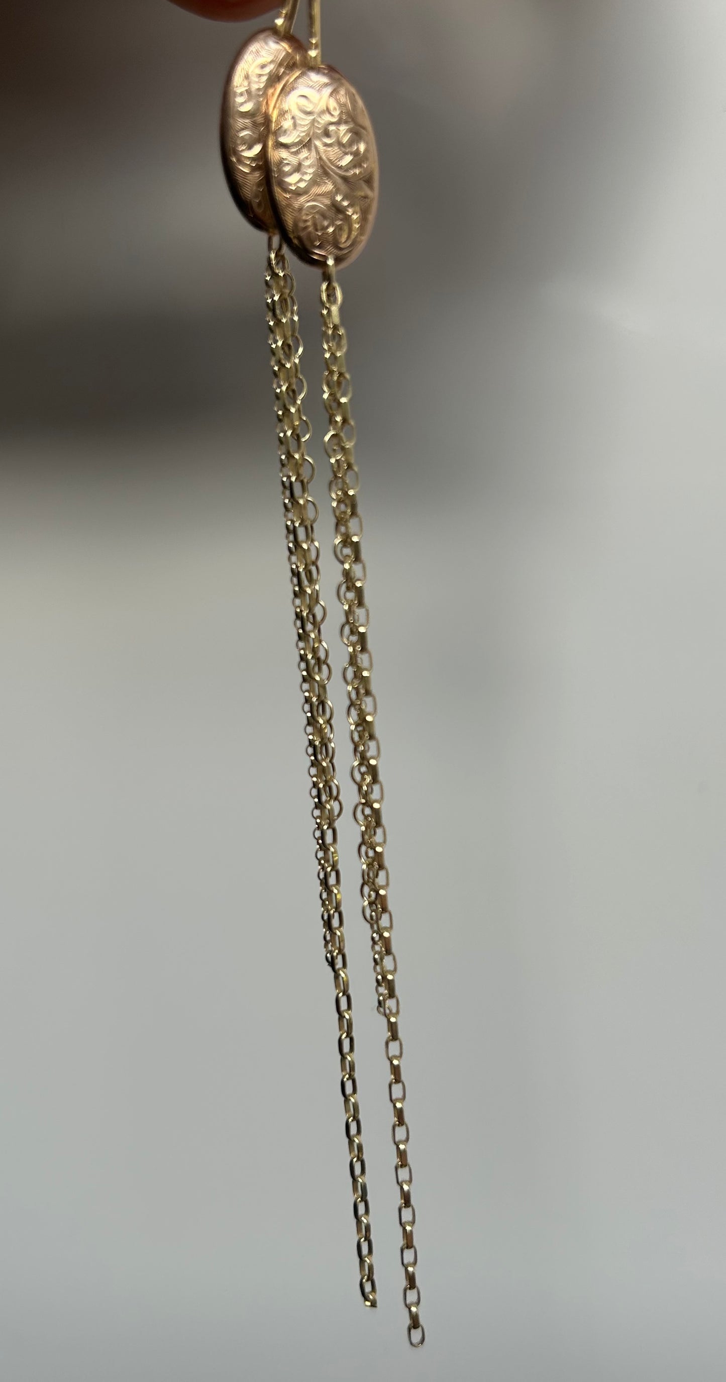 Antique 9ct Gold Disc & Chain Tassel Earrings